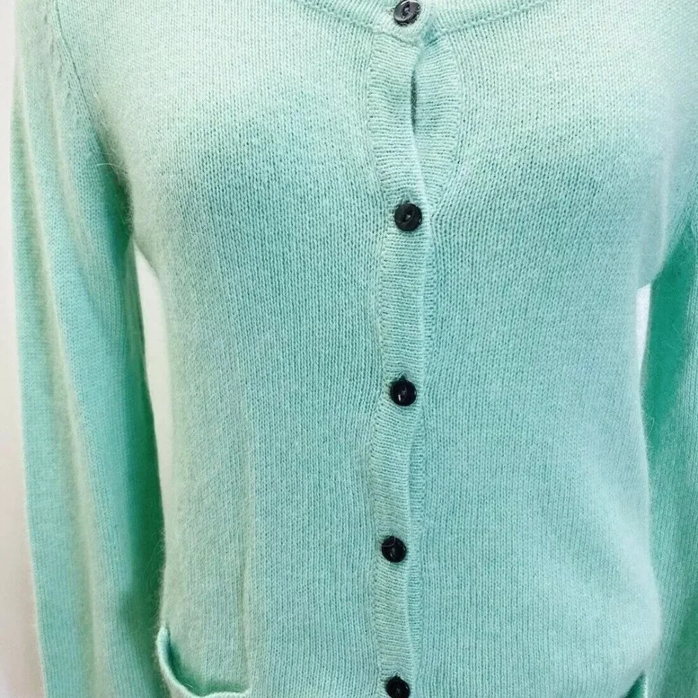 NWT H&M BASIC Women Long Sleeve Open Front Green Casual Cardigan Sweater Small - Picture 4 of 12